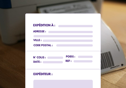 Étiquette de transport Flowz avec toutes les informations nécessaires